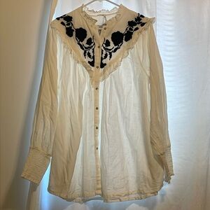 Free People Rose Vines Embroidered Top.